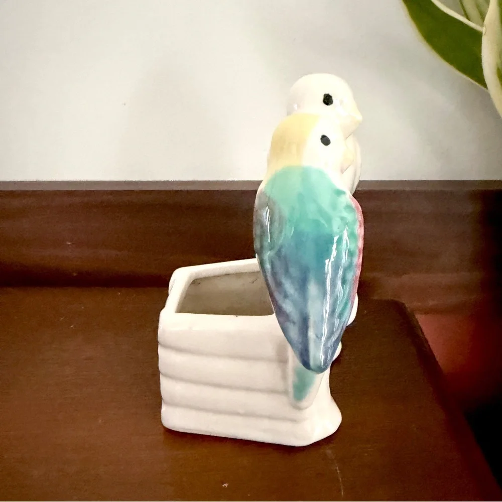 Vintage Parakeet Planter Palm Beach Regency Bird Parrot Planter Mini Succulent